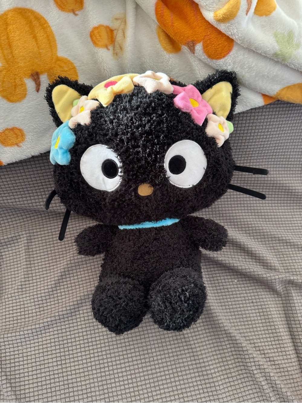 Chococat Easter plush with floral headband, 16 inches, cute!